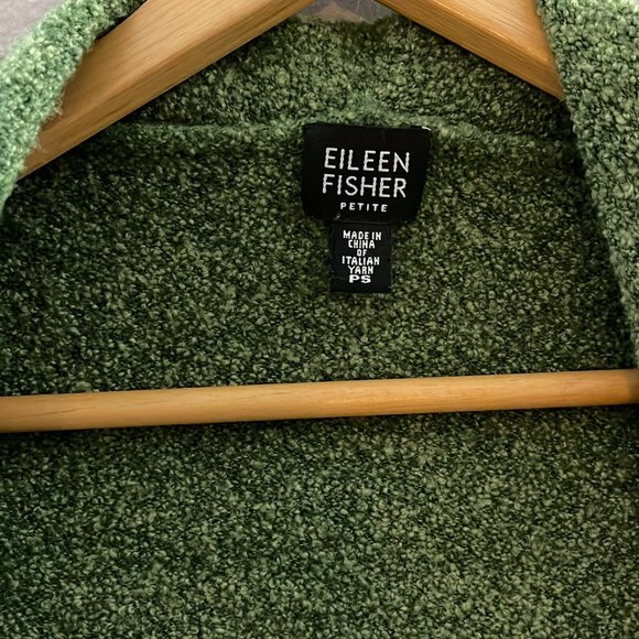 Eileen Fisher Womens Green Wool Nylon Bouclè Open Front Cropped Sweater Size S - Picture 7 of 10